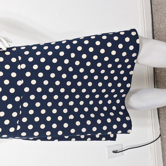 Anne Klein Navy Off White Polka Dot Drop Waist Retro Pin Up Dress Size 10 - Picture 3 of 10